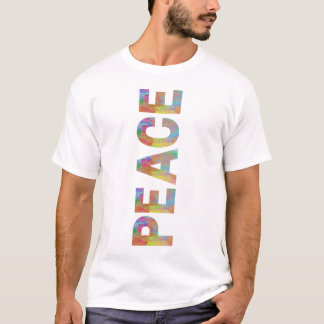 Peace Vertikal Colority Text Design T-Shirt