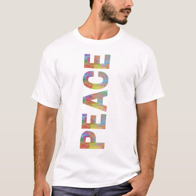 Peace Vertikal Colority Text Design T-Shirt (Vorderseite)