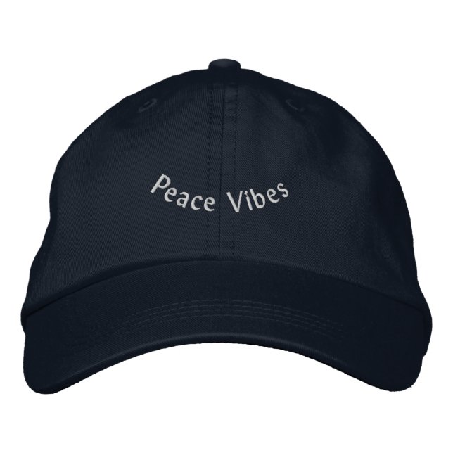 Peace Vibes Bleibe Grounded and Stylish Navy-Hat Bestickte Baseballkappe (Vorderseite)