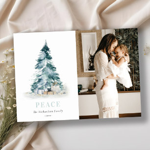 Peace Watercolor Pine Christmas Tree Foto Feiertagskarte