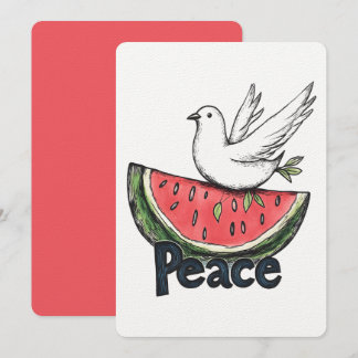 Peace & Watermelon | Minimalistisches Taubensymbol Einladung