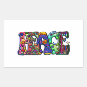 Peace Word Art Birds und Schmetterlinge Rechteckiger Aufkleber