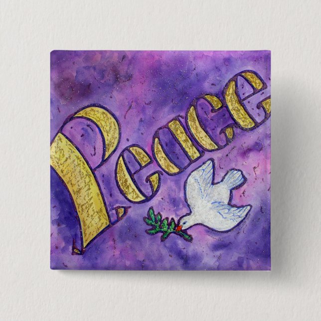 Peace Word Art Button Button Pendant (Platz) (Vorderseite)
