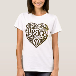 Peace Word Art In Gold T-Shirt