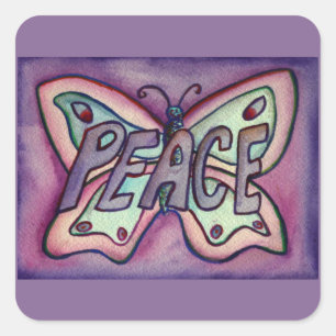 Peace Word Art Lila Butterfly Decal Stickers