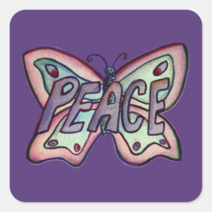 Peace Word Art Lila Butterfly Sticker Decks