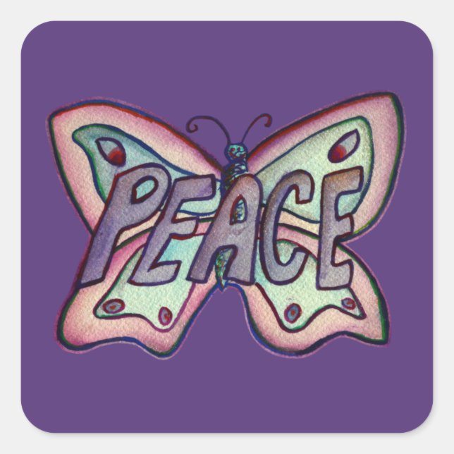 Peace Word Art Lila Butterfly Sticker Decks (Vorderseite)