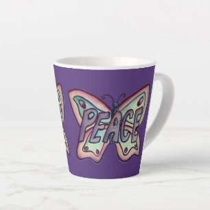Peace Word Art Lila Butterfly Wing Coffee Cup Milchtasse