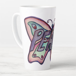 Peace Word Art Lila Butterfly Wing Cup Latte Tasse