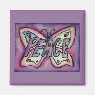 Peace Word Art Lila Butterfly Wing Kühlschrankmagn Magnet