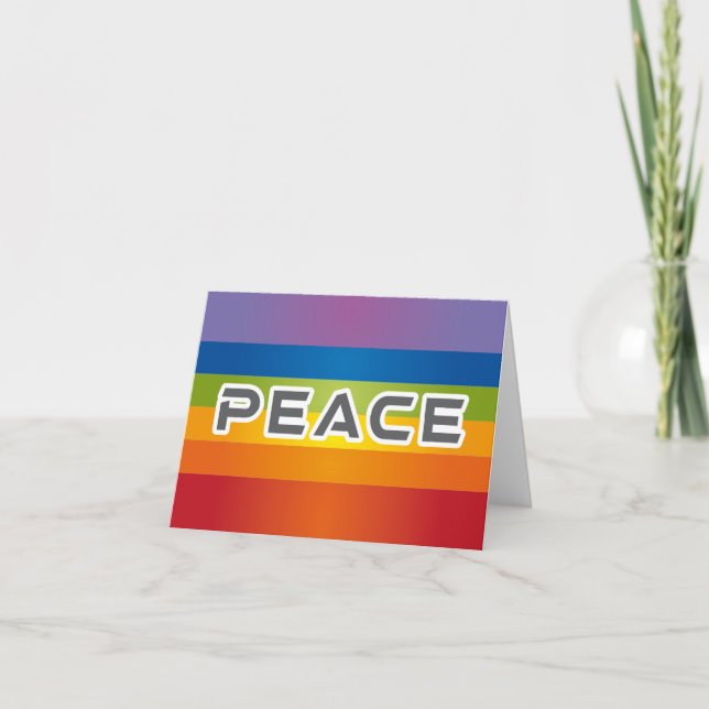 Peace Word Letters - Flag auf Rainbow Background Dankeskarte (Vorderseite)