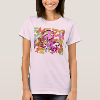Peace Word Symbol und Schmetterlinge T-Shirt