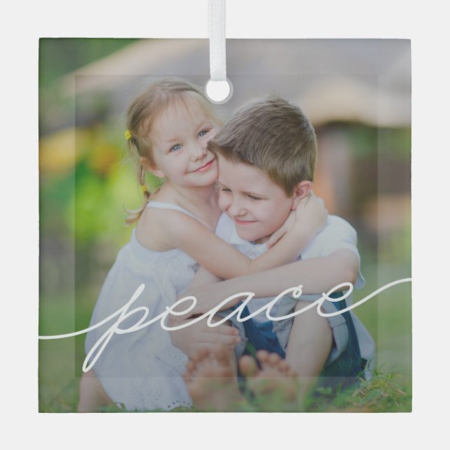 PEACE Writing Custom Foto Ornaments Ornament Aus Glas (Vorderseite)
