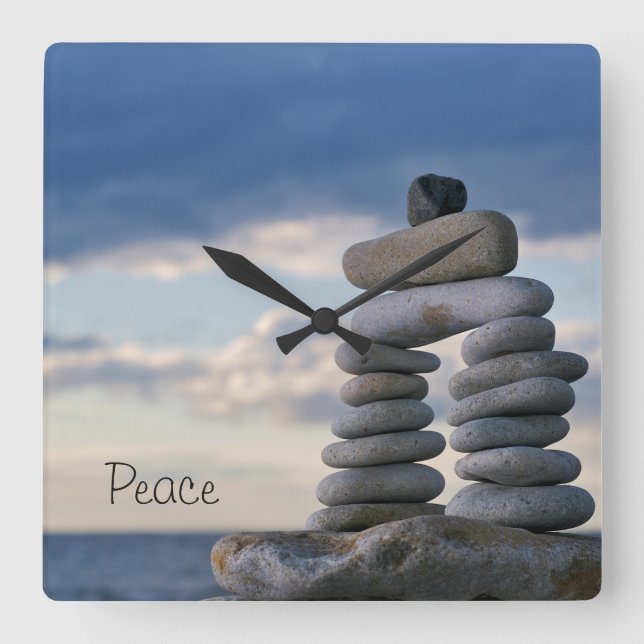 Peace Zen Rocks Uhr (Vorderseite)