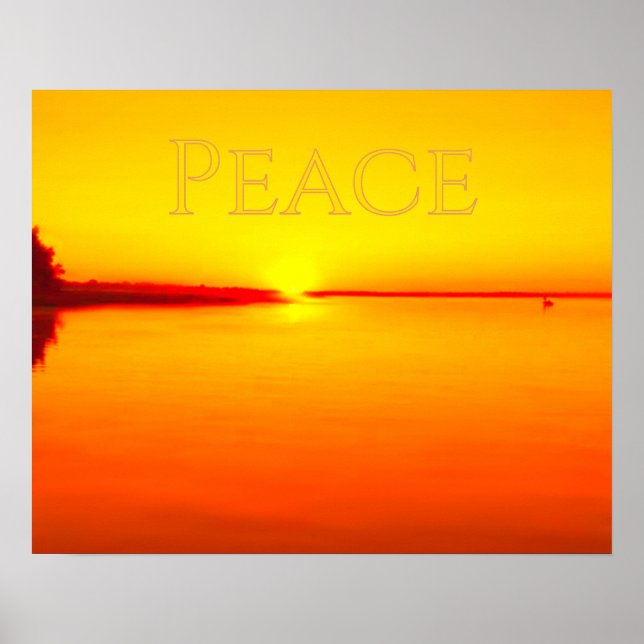 Peaceful Amber Sunset over Water Poster (Vorne)