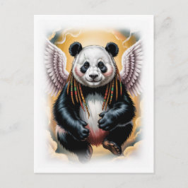 Peaceful Angel Panda on a White Feiertagspostkarte