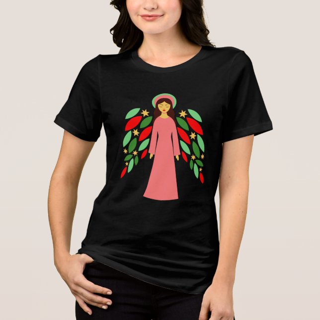 Peaceful Christmas Angel with Festive Wings  Tri-Blend Shirt (Vorderseite)