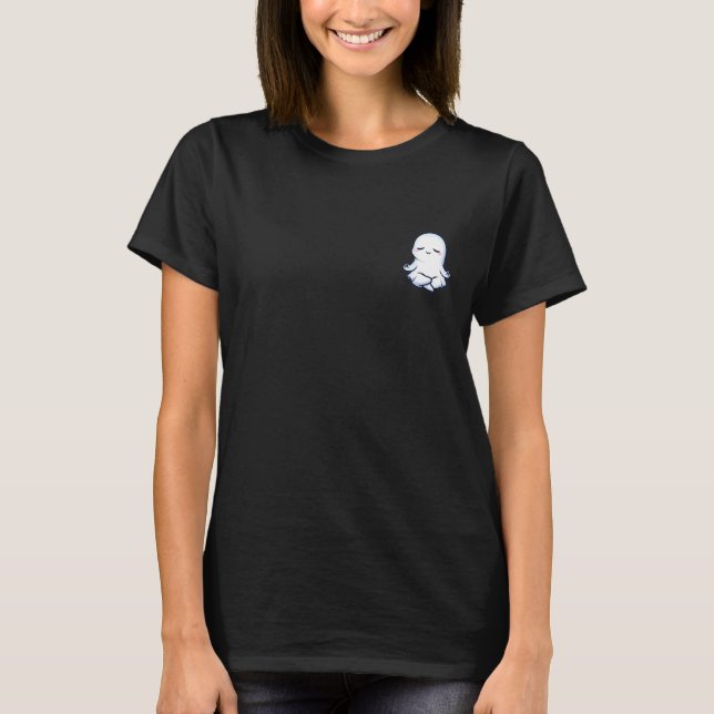 Peaceful Cute Ghost Meditating in Lotus Yoga Pose T-Shirt (Vorderseite)