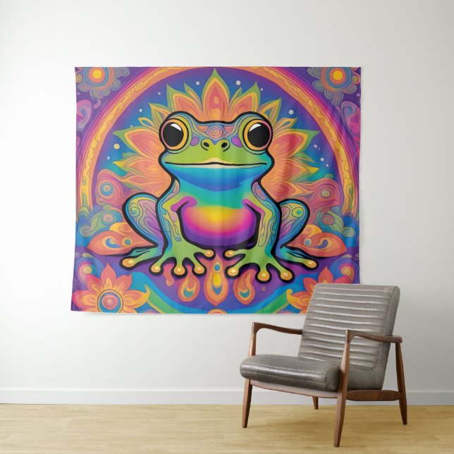 Peaceful Froggy Vibes for Your Space Wandteppich (Beispiel (Horizontal))