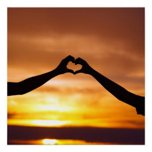 Peaceful Heart Sunset Glossy Poster