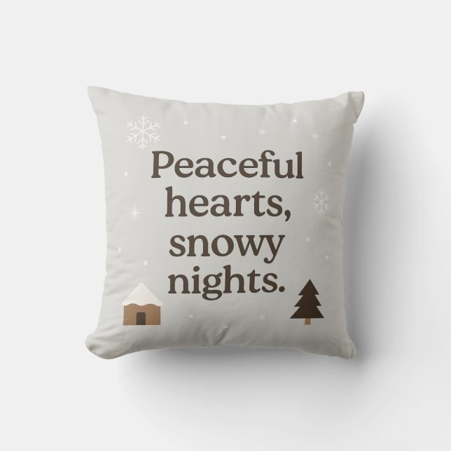 Peaceful Hearts,Snowy Nights Pillow | Winter decor Kissen (Vorderseite)