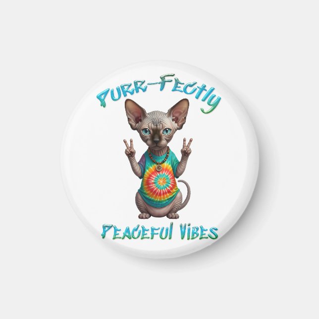 Peaceful Hippie Boho Kitten Vibes  Magnet (Vorne)