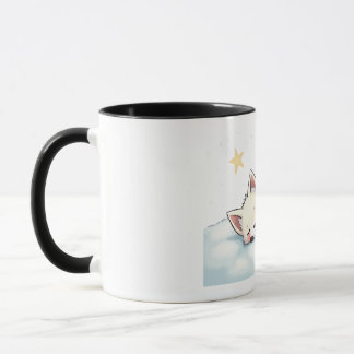 Peaceful Kawaii Arctic Fox Starry Night Winter Tasse