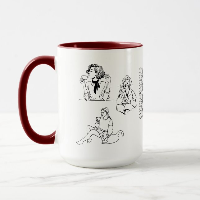 PEACEFUL MOMENT TWO-TONE MAROON&WHITE CERAMIC TASSE (Links)