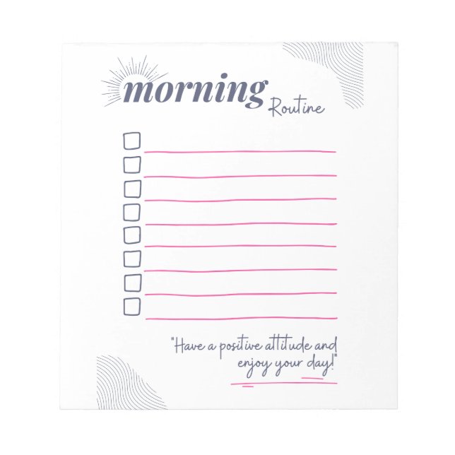 Peaceful Morning Routine Checklist Art Notizblock (Vorderseite)