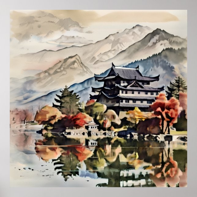 Peaceful Mountain Castle Poster (Vorne)