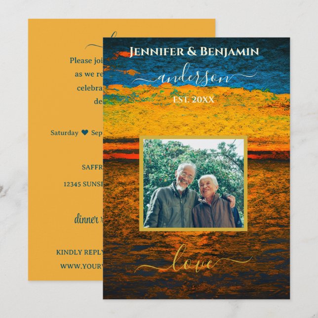 Peaceful Ocean Wedding Vow Renewal  Einladung (Vorne/Hinten)