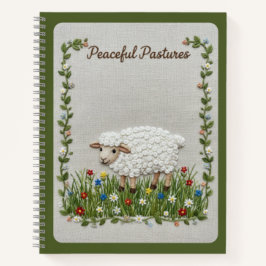 Peaceful Pastures Embroidered Sheep Nature Journal Notizbuch