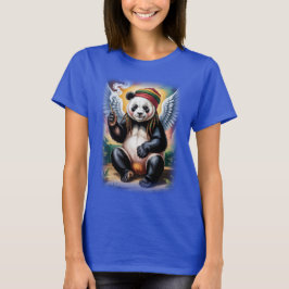 Peaceful time for this Jamaican Angel Panda on a T-Shirt