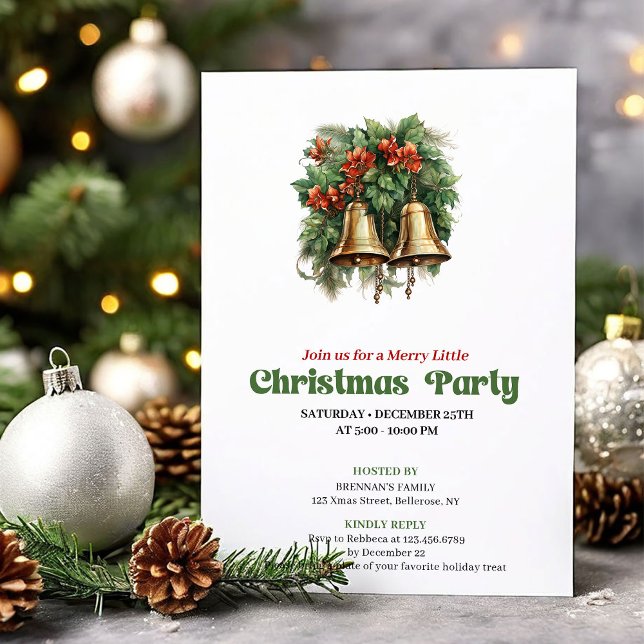 Peaceful vintage Christmas bells party invitation Einladung (Peaceful vintage Christmas angel party invitation

)