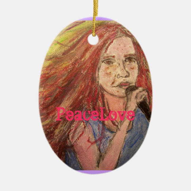 PeaceLove Rocker Girl Keramik Ornament (Vorne)