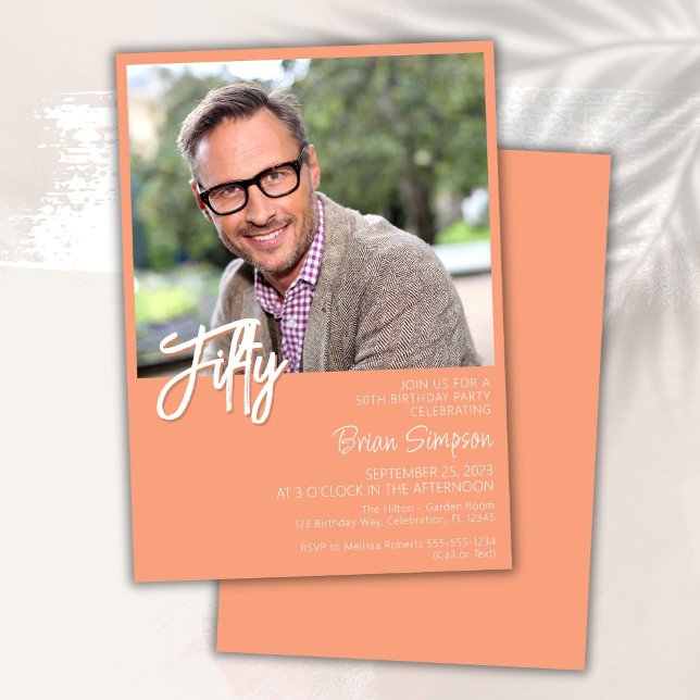 Peach 50. Geburtstag Foto Einladung (Von Creator hochgeladen)