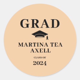 Peach Abschluss Runder Aufkleber