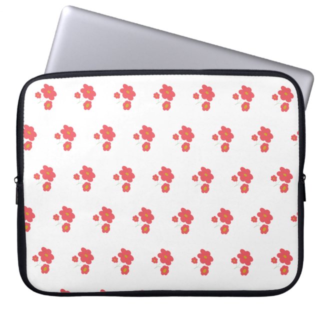 Peach abstract floral laptop sleeve (Vorderseite)