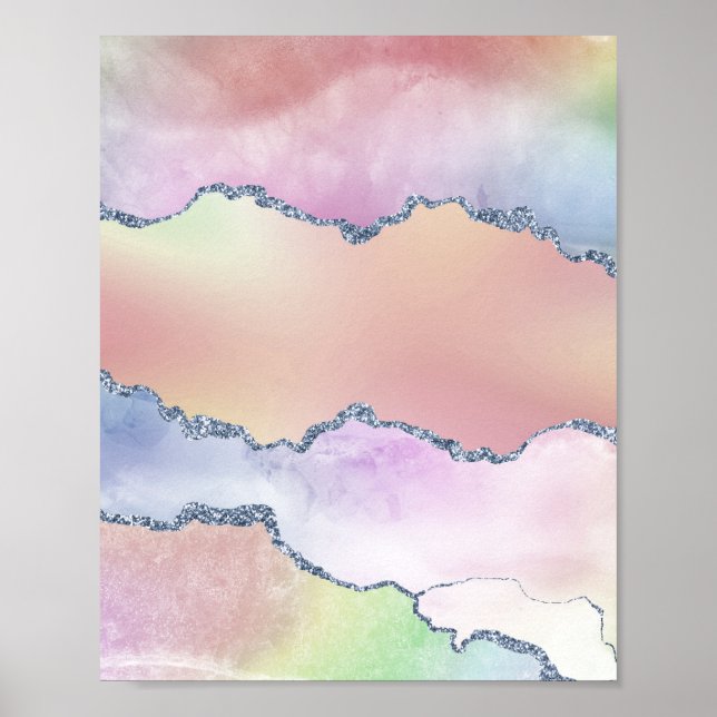 Peach Agate | Hübsch Holographic Watercolor Ombre Poster (Vorne)
