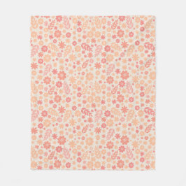 Peach Airy Wildblume Meadow Pattern Fleecedecke