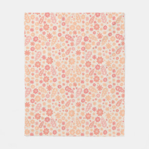 Peach Airy Wildblume Meadow Pattern Fleecedecke