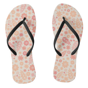 Peach Airy Wildblume Meadow Pattern Flip Flops