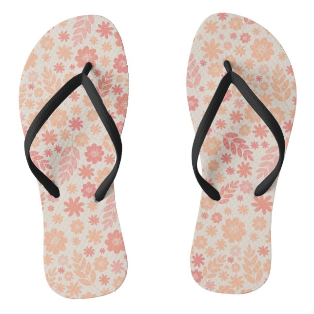 Peach Airy Wildblume Meadow Pattern Flip Flops (Fußbett)
