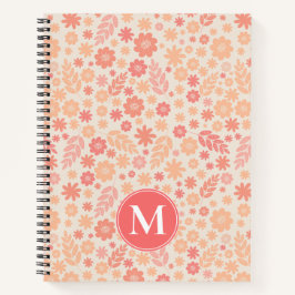 Peach Airy Wildblume Meadow Pattern Notizbuch