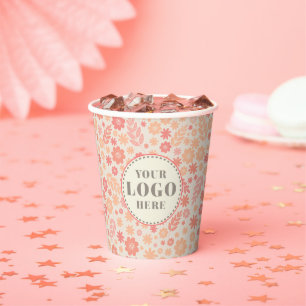 Peach Airy Wildblume Meadow Pattern Pappbecher