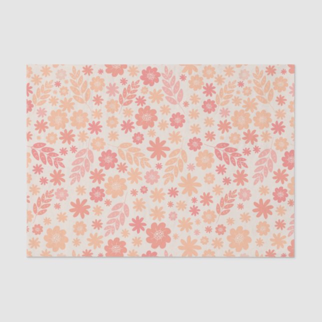 Peach Airy Wildblume Meadow Pattern Seidenpapier (Vorderseite)
