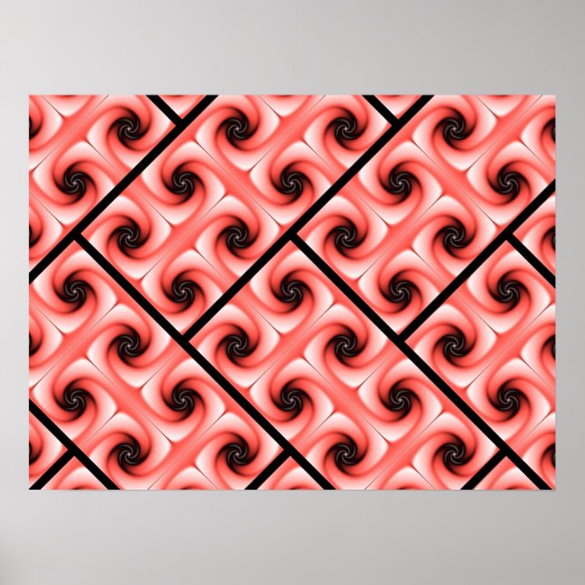 Peach and Black Volute Pattern Poster (Vorne)