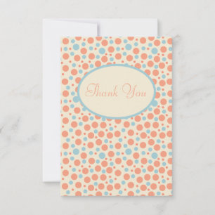 Peach and Blue Dot Danke Karte