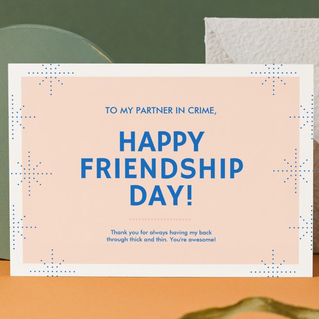 Peach and Blue Dot Pattern Friendship Day Postkarte (Von Creator hochgeladen)