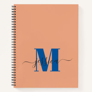 Peach and Blue Personalisiert Monogram Notebook Notizbuch